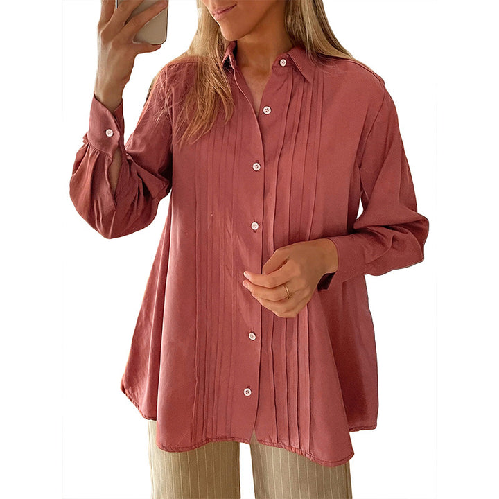 Damen Oversize-Hemd mit Biesen und Ballonärmeln Drune