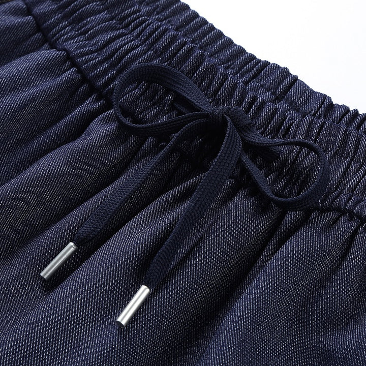 Damen Weite Denim-Cargo-Hose im Baggy-Stil mit Elastbund, Tunnelzug und aufgesetzten Klappentaschen Drune
