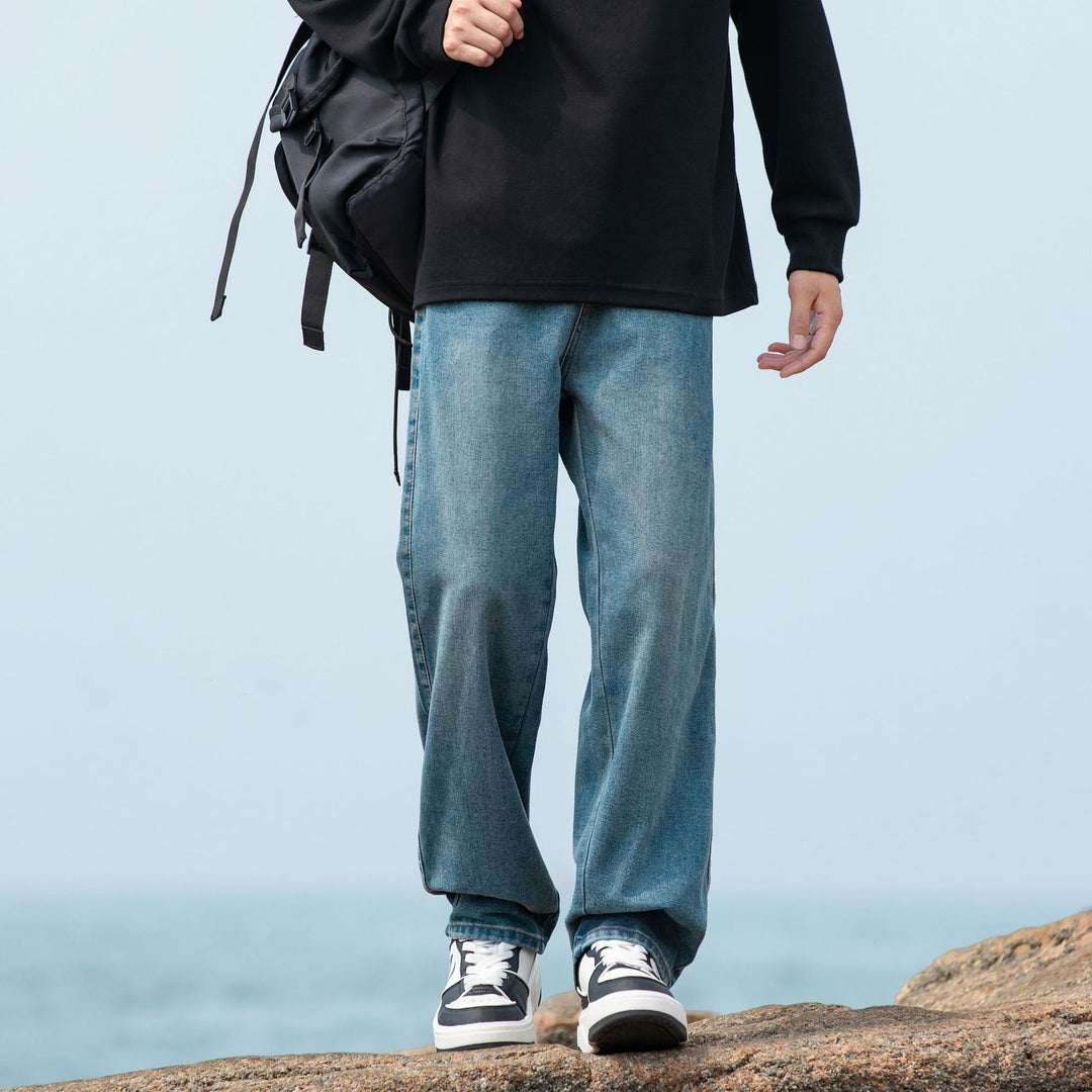 Herren weite Baggy-Jeans im Vintage‑Workwear‑Look mit relaxed Sitz und geradem Bein Drune