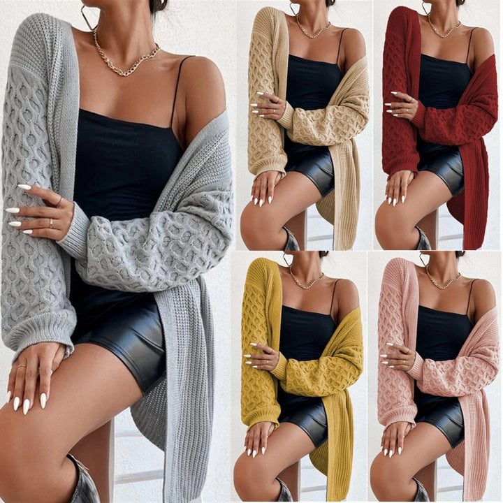 Damen Strickjacke mit offenem Design und voluminösen Ärmeln Drune