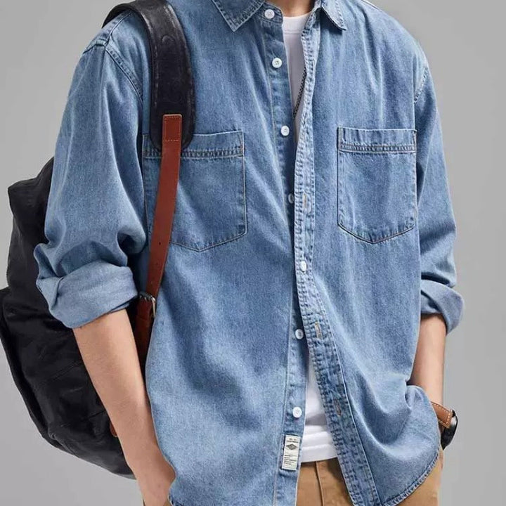 Herren Denim-Hemdjacke mit praktischen Brusttaschen Drune