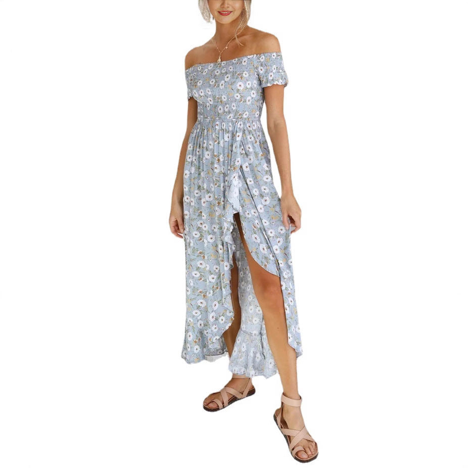 Damen Off-Shoulder Maxikleid mit floralem Print und lässigem Schnitt Drune