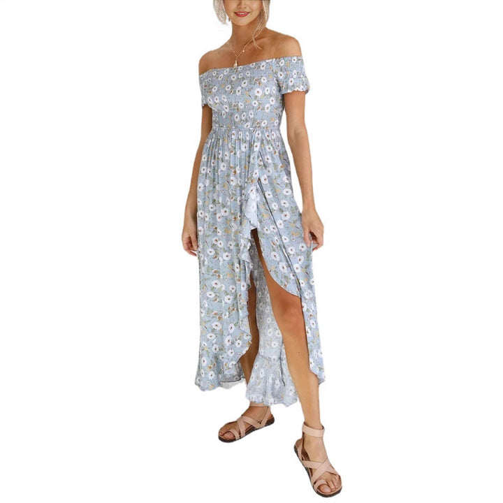 Damen Off-Shoulder Maxikleid mit floralem Print und lässigem Schnitt Drune