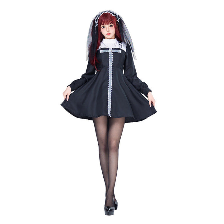 Damen Verspielt romantisches Dienstmädchenkleid mit Rüschen und Schleifen Drune