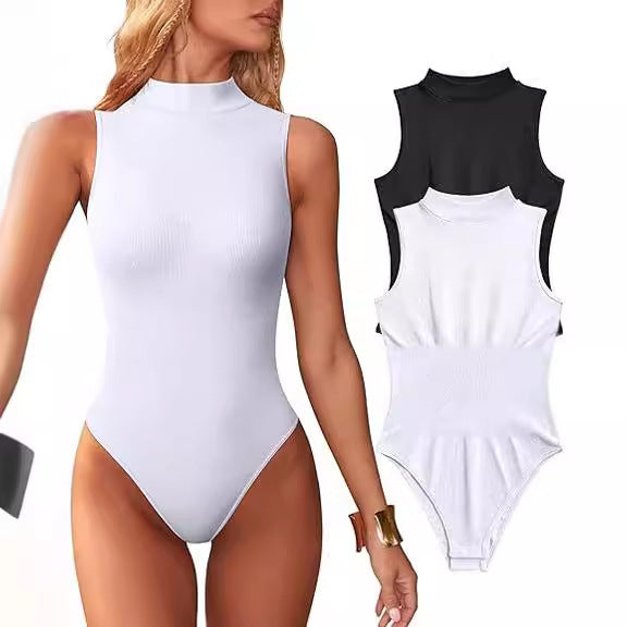 Damen Bodysuit mit elegantem Stehkragen und strukturierter Oberfläche Drune