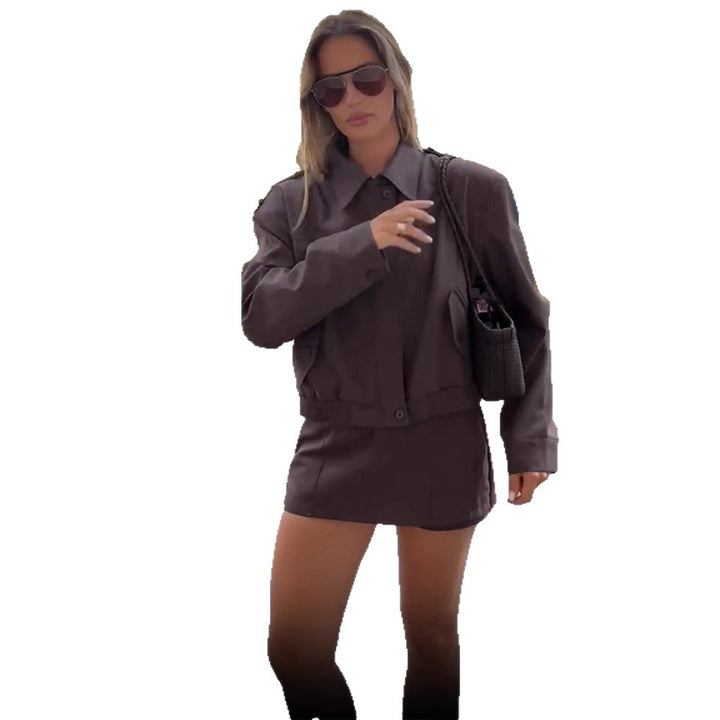 Damen modische cropped Utility-Jacke mit praktischen Klapptaschen Drune