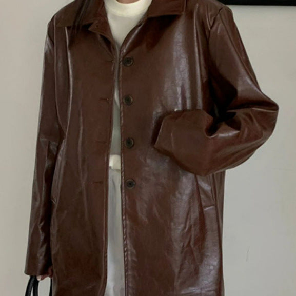 Damen lässige und stylische Kunstlederjacke Drune