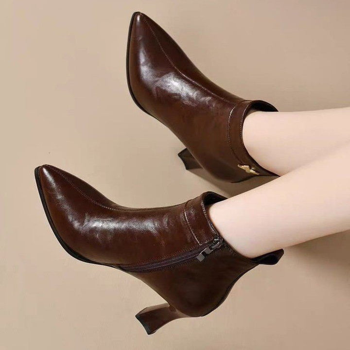Damen Elegante Stiefeletten mit hohem Absatz und Reißverschluss Drune