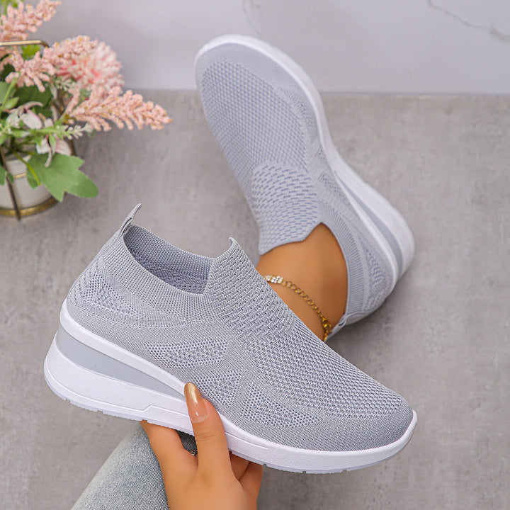 Damen Komfortable Wedge-Sneaker aus atmungsaktivem Strickmaterial Drune