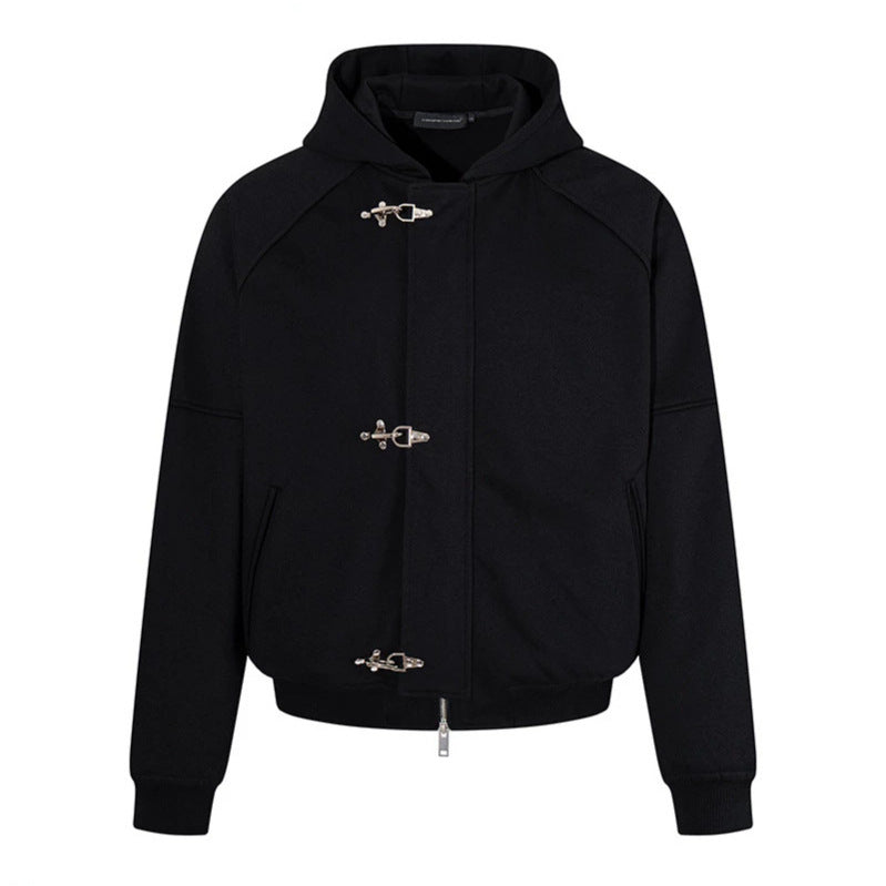 Damen Kapuzen-Sweatjacke im Bomberstil mit Karabiner-Schnallenverschluss Drune