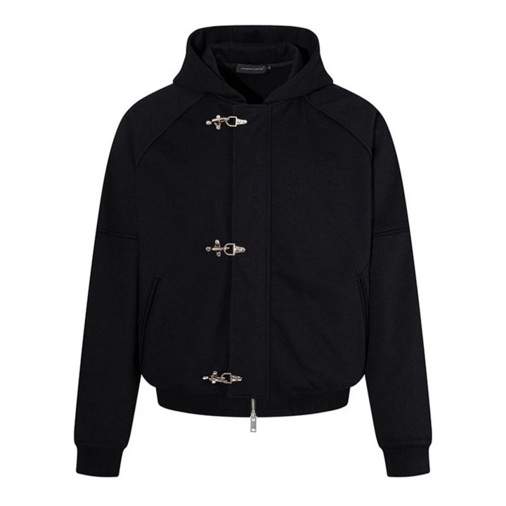 Damen Kapuzen-Sweatjacke im Bomberstil mit Karabiner-Schnallenverschluss Drune