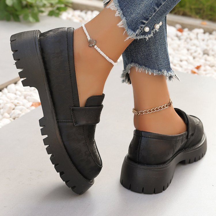 Damen Chunky Loafer mit profilierter Gummisohle und geprägtem Kunstleder Drune