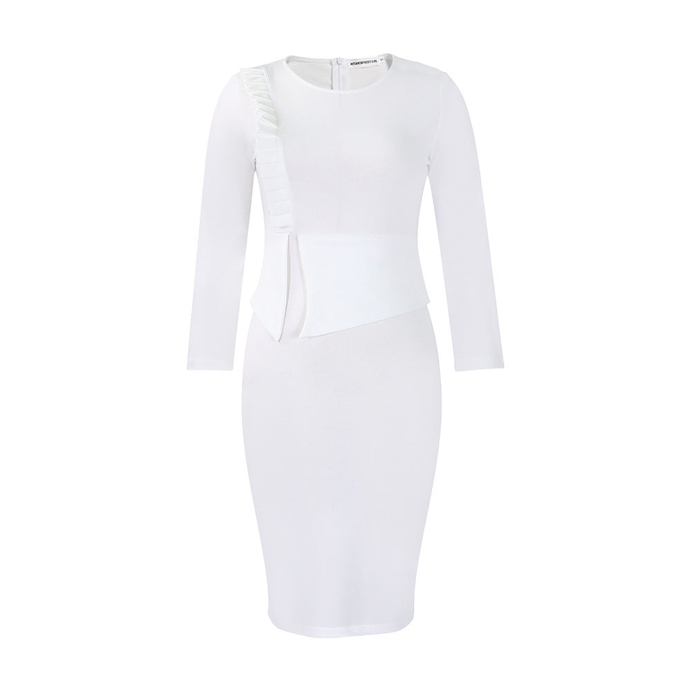 Damen figurbetontes Kleid mit Rüschendetails und elegantem Tailleneinsatz Drune