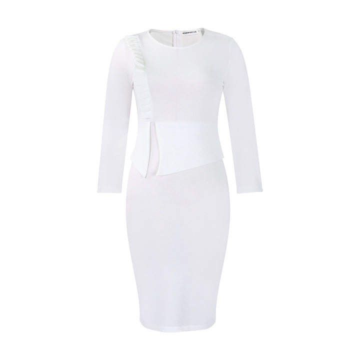 Damen figurbetontes Kleid mit Rüschendetails und elegantem Tailleneinsatz Drune