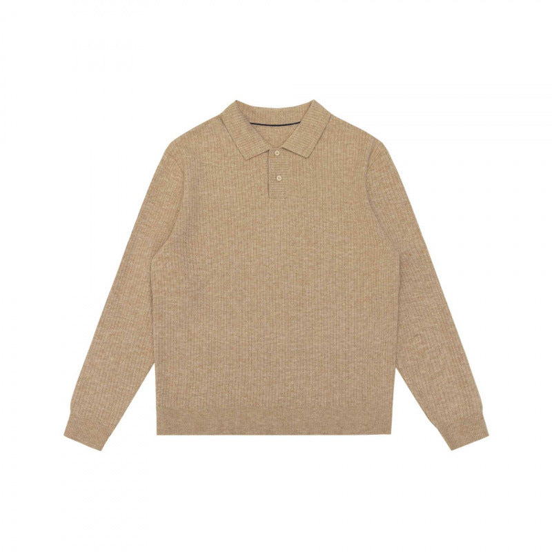 Herren Feinstrick-Poloshirt mit Rippenstruktur, Langarm und klassischem Hemdkragen Drune