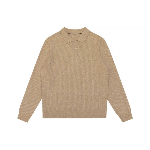 Herren Feinstrick-Poloshirt mit Rippenstruktur, Langarm und klassischem Hemdkragen Drune