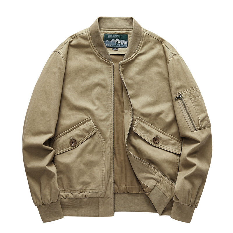 Herren Robust-Canvas-Bomberjacke mit Reißverschluss-Ärmeltasche und aufgesetzten Klappentaschen Drune