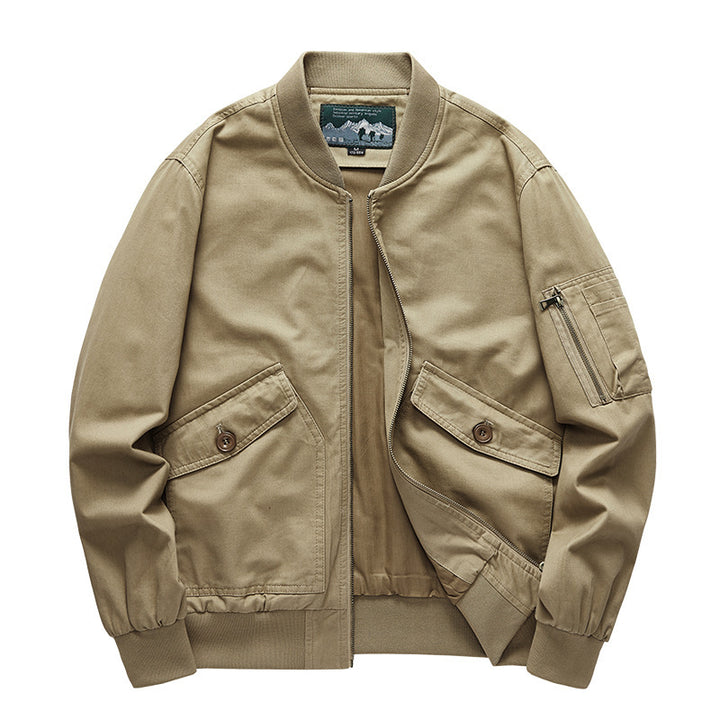 Herren Robust-Canvas-Bomberjacke mit Reißverschluss-Ärmeltasche und aufgesetzten Klappentaschen Drune