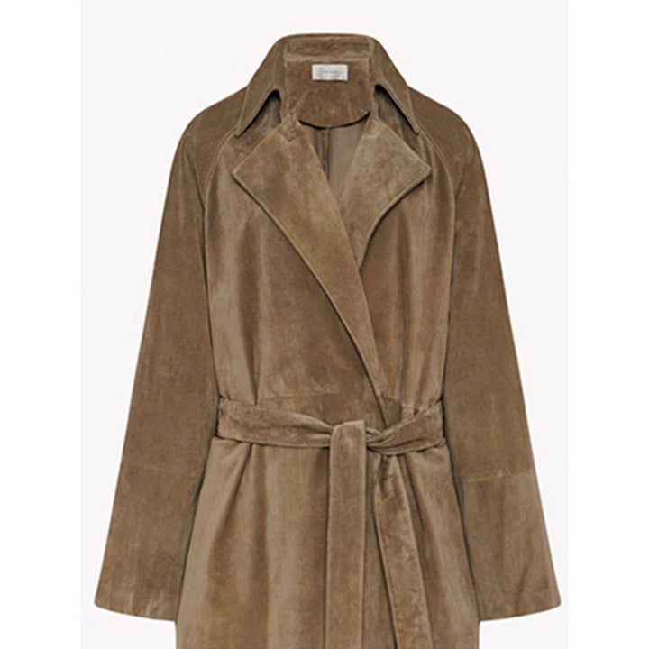 Damen Eleganter und modischer Trenchcoat aus hochwertigem Wildleder Drune