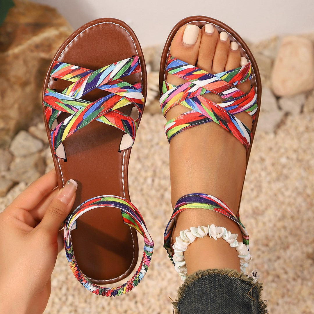 Damen Riemensandalen mit geflochtenem Design und verstellbarem Riemen Drune