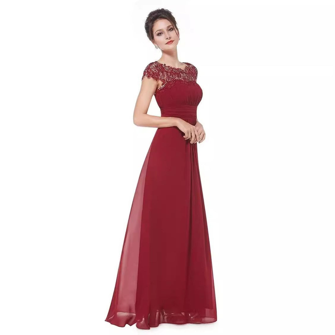 Damen Elegantes Abendkleid mit feiner Spitze und fließendem Rock Drune