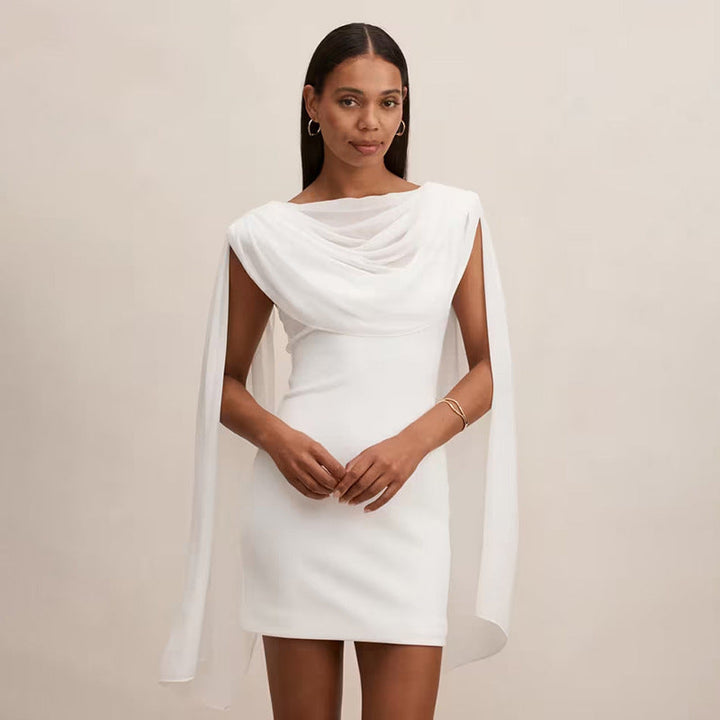 Damen Elegantes Wickelkleid mit drapierter Schulterpartie Drune