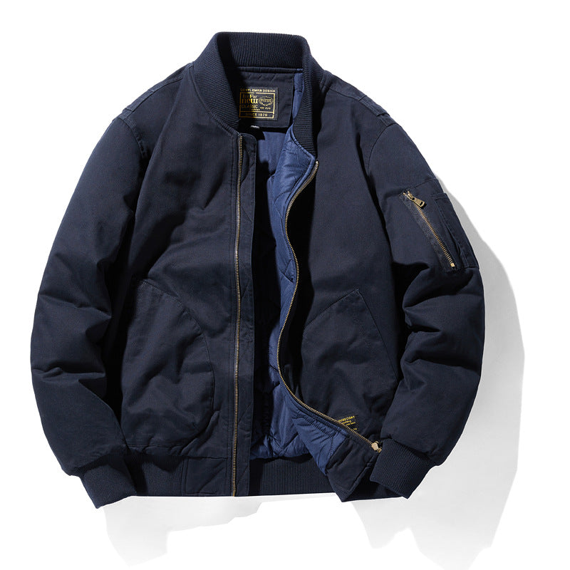 Herren  Baumwoll-Twill gepolsterte Aviator Bomber mit gestepptem Innenfutter und Ärmeltasche mit Reißverschluss Drune