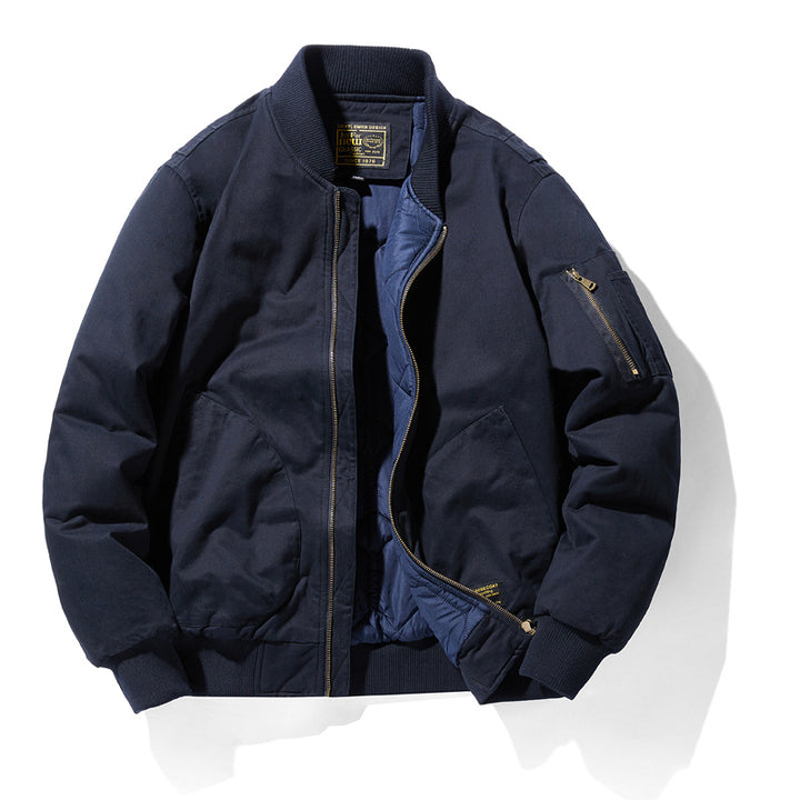 Herren  Baumwoll-Twill gepolsterte Aviator Bomber mit gestepptem Innenfutter und Ärmeltasche mit Reißverschluss Drune
