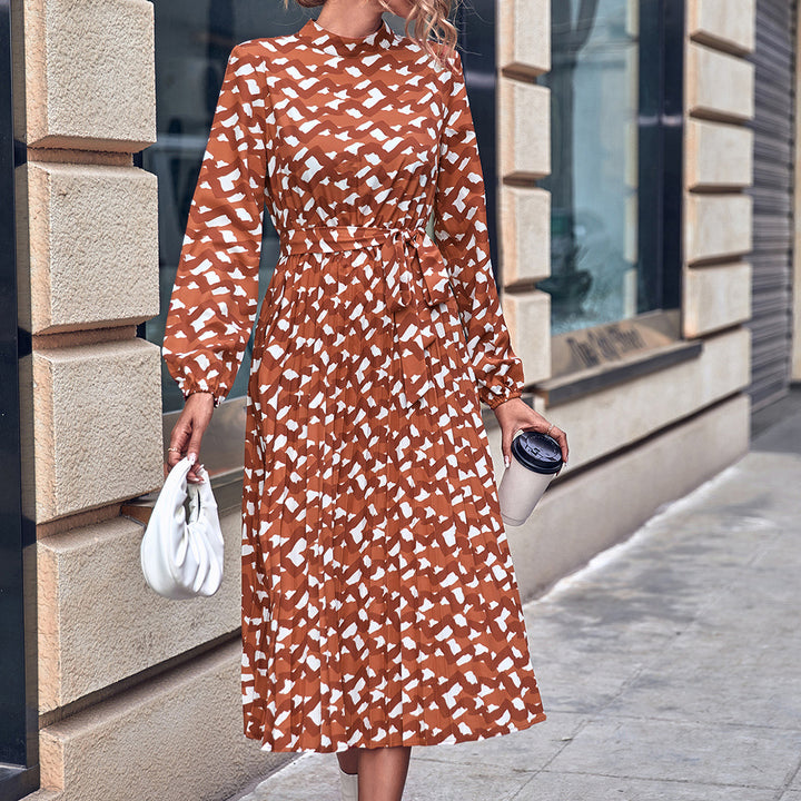 Damen Midikleid mit Rüschendetails und kreativem Muster Drune