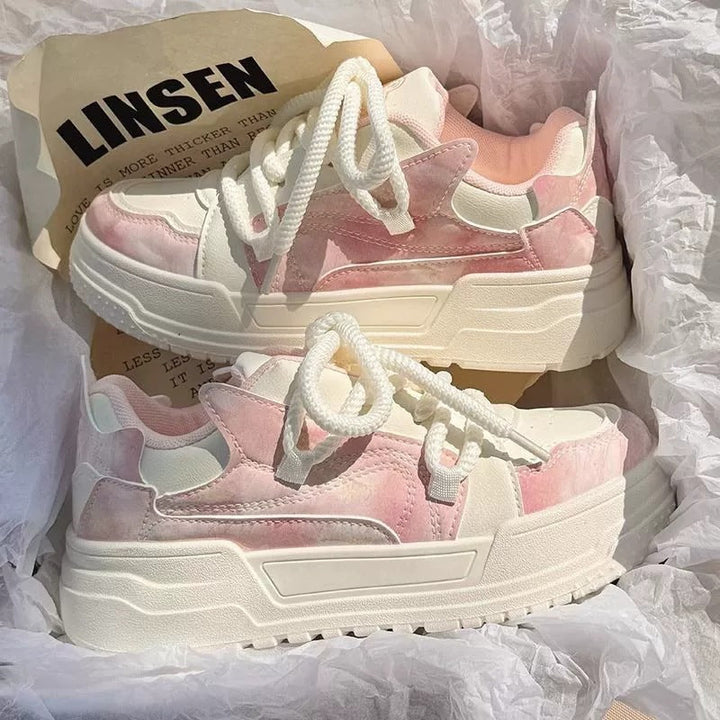 Damen modische Sneaker mit innovativem Plateau-Design und atmungsaktiver Obermaterial-Hybridstruktur Drune