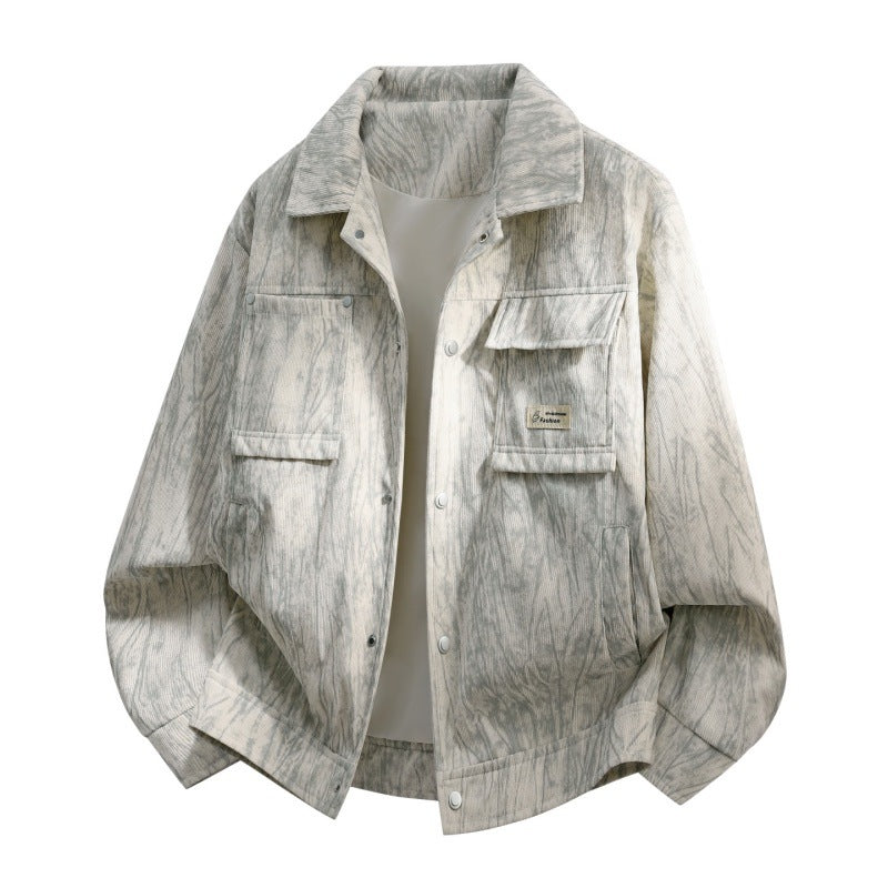 Herren Utility-Overshirt aus Vintage-Optik mit Druckknopfleiste, Pattentaschen & gebürsteter Struktur Drune