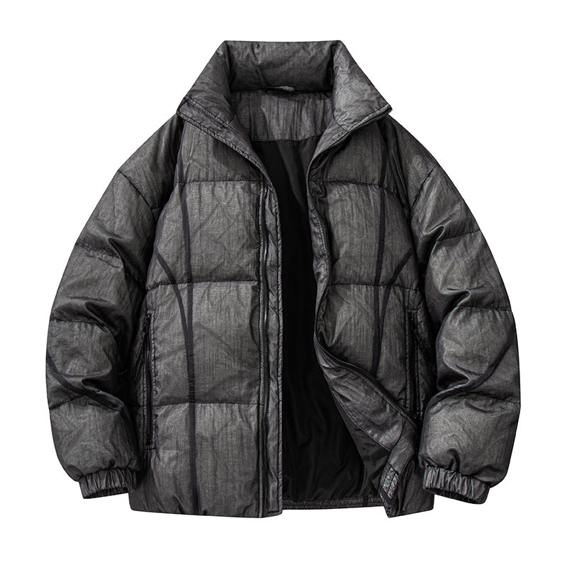 Herren Wattierte Oversize-Steppjacke mit hohem Stehkragen und elastischen Bündchen Drune