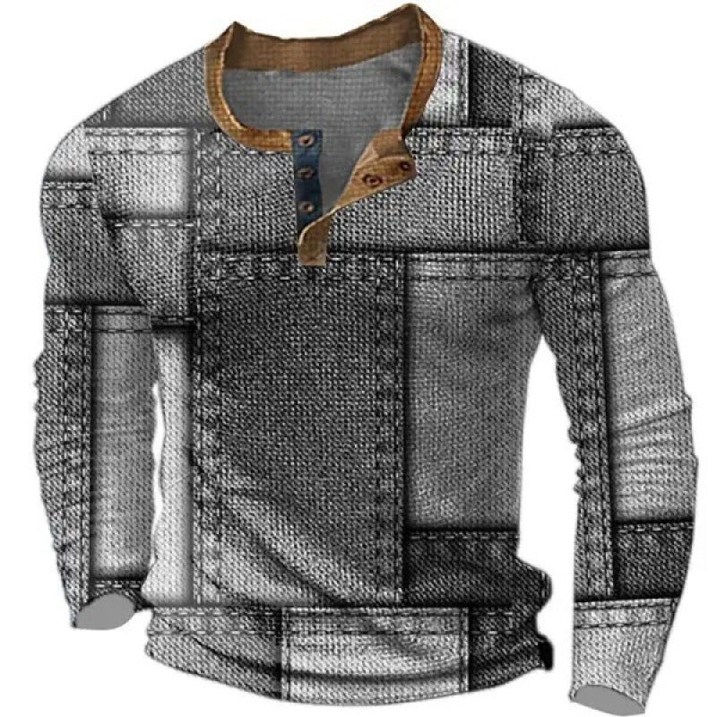 Herren Sportliches Langarmshirt mit Knopfleiste Drune