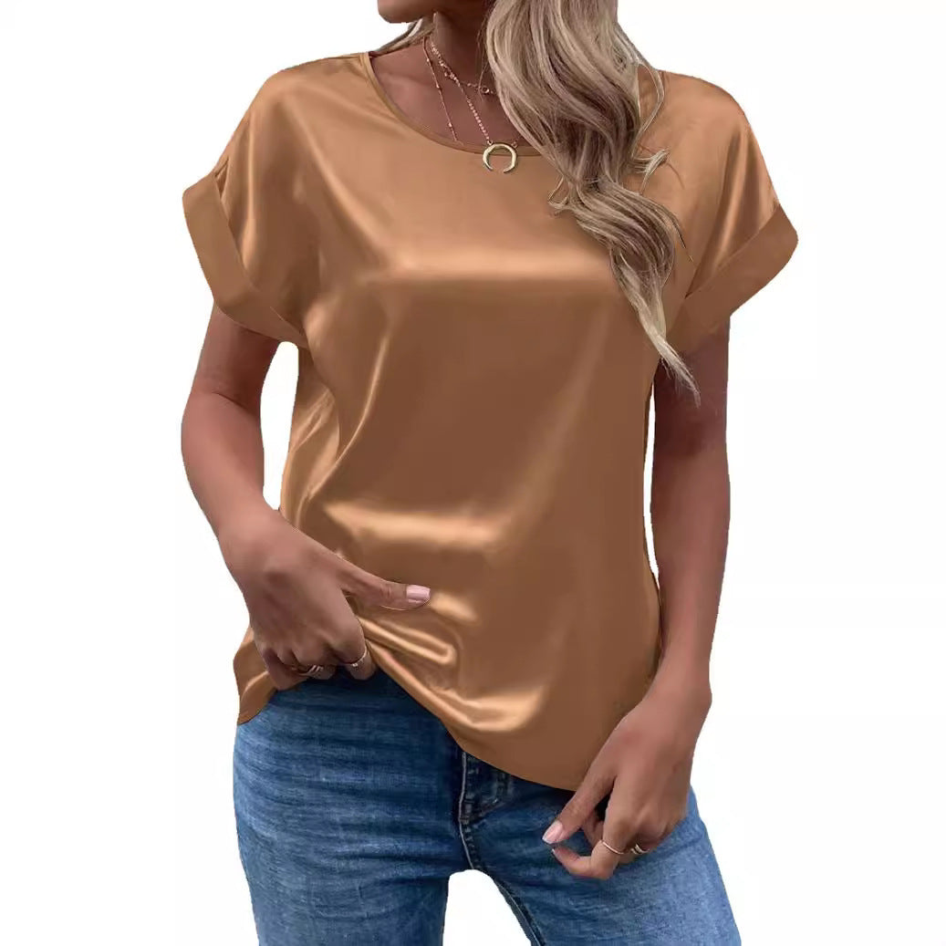 Damen elegante Satinbluse mit lässigem Schnitt Drune