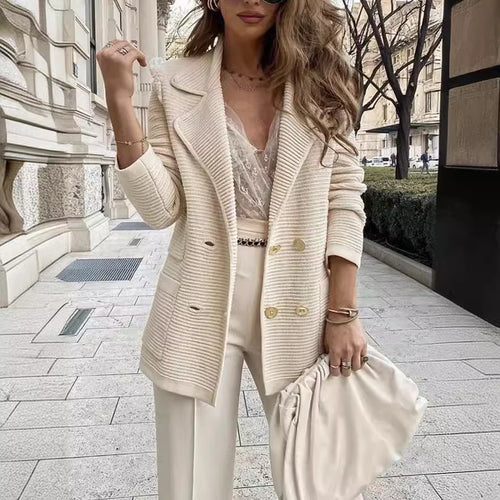 Damen Strukturierter Blazer mit doppelter Knopfleiste und elegantem Schnitt Drune