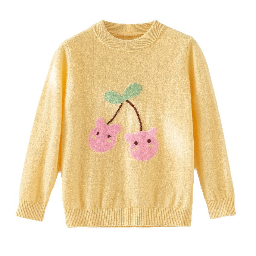 Damen Feinstrick-Pullover mit verspieltem Kirschen-Motiv und Rundhalsausschnitt Drune