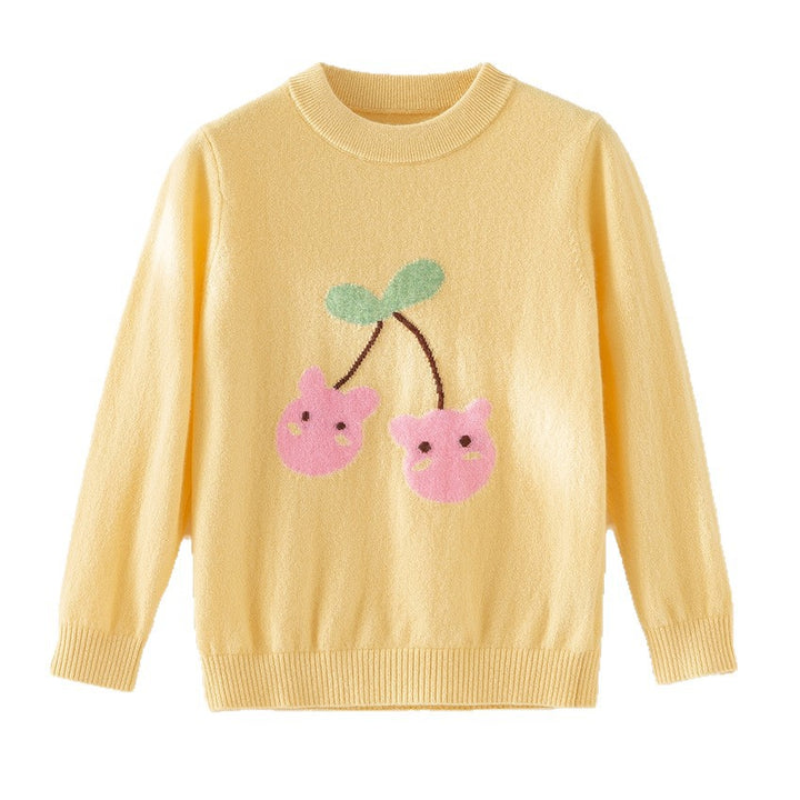 Damen Feinstrick-Pullover mit verspieltem Kirschen-Motiv und Rundhalsausschnitt Drune