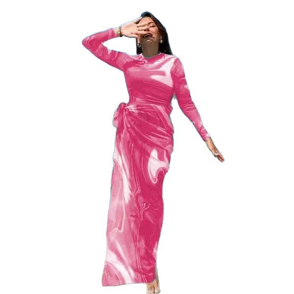 Damen Elegantes langärmeliges Strandkleid im fließenden Design Drune