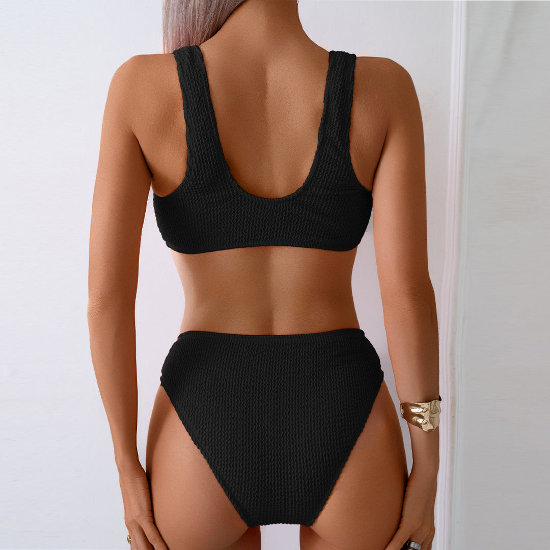 Damen Strukturierter Bikini mit modischer Knotendetail Drune