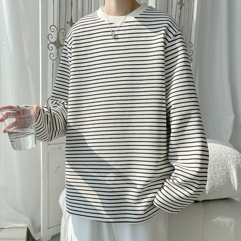 Unisex Lässiges gestreiftes Langarm-T-Shirt Drune