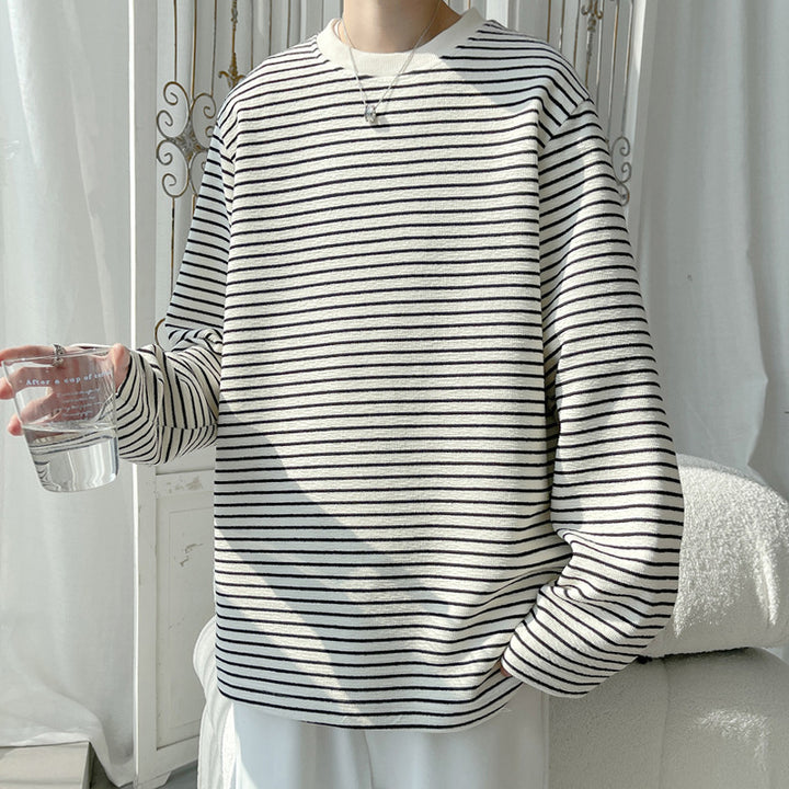 Unisex Lässiges gestreiftes Langarm-T-Shirt Drune