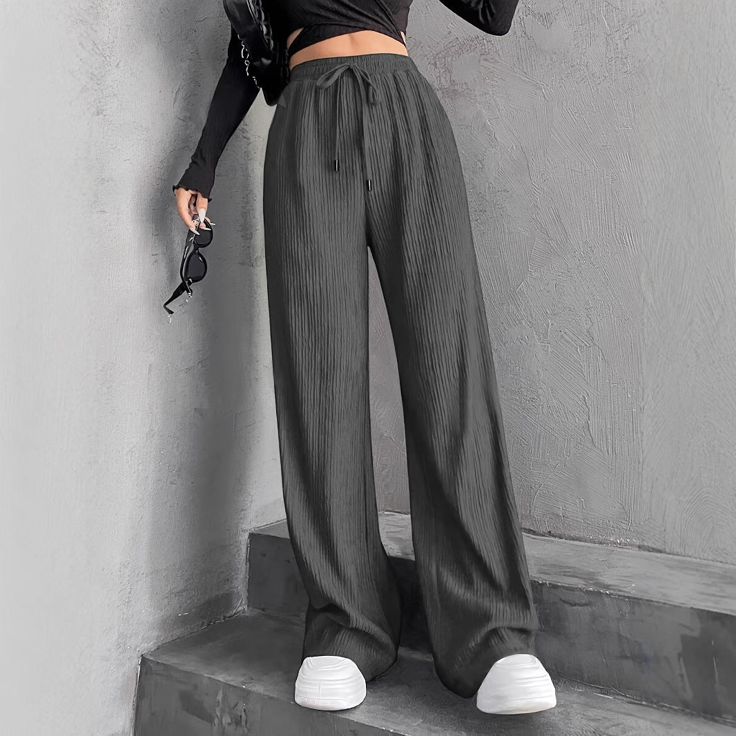 Damen weite Plissee-Hose mit elastischem Bund Drune