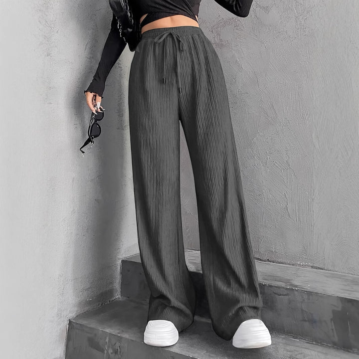 Damen weite Plissee-Hose mit elastischem Bund Drune
