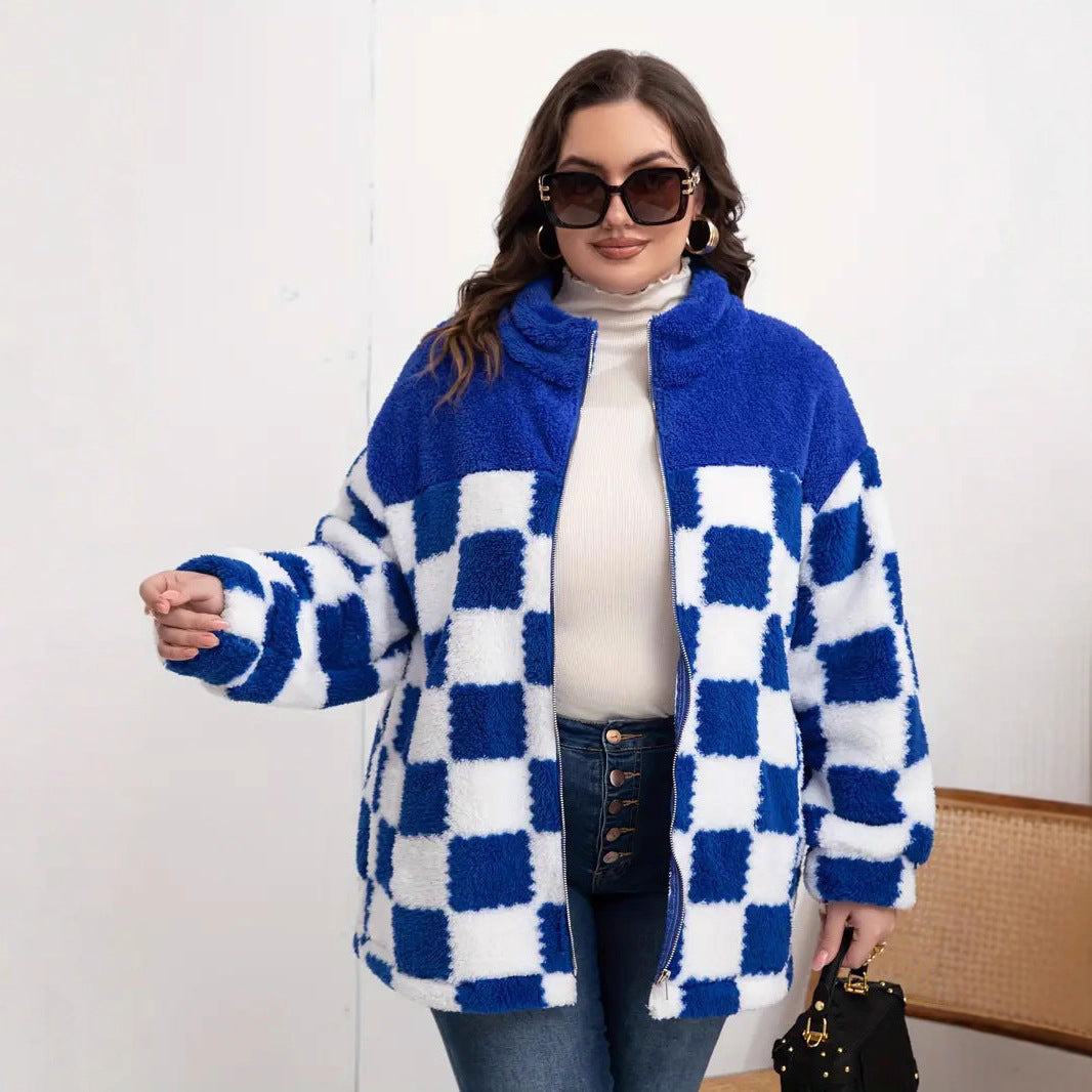 Damen gestepptes Fleece-Jacke im Karomuster Drune