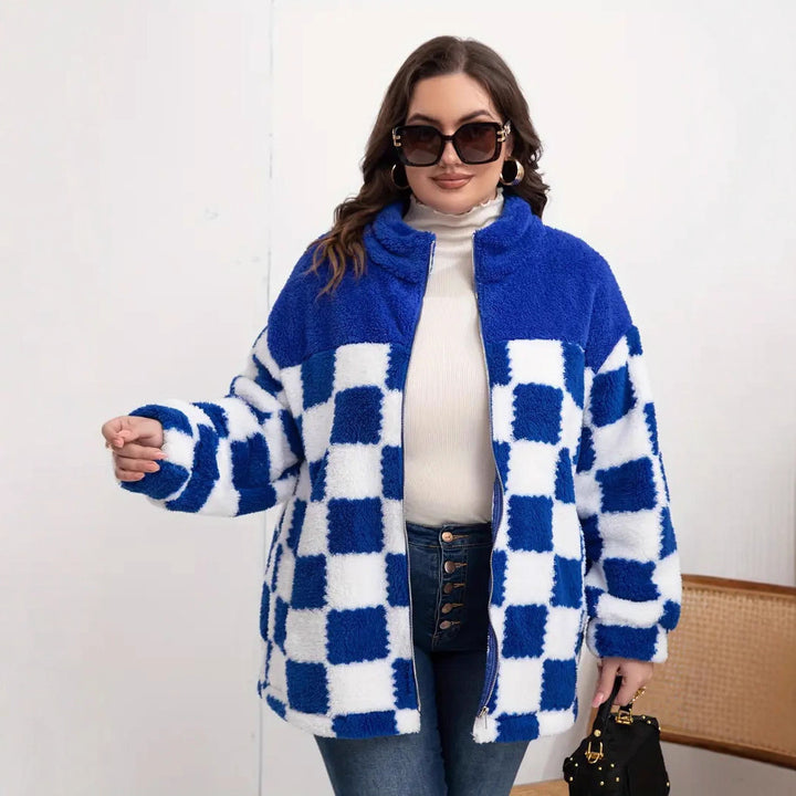 Damen gestepptes Fleece-Jacke im Karomuster Drune