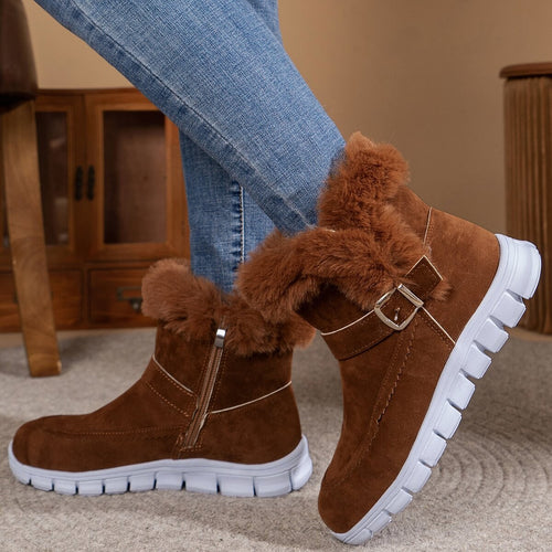 Damen Winterboots mit kuscheligem Kunstfellkragen und rutschfester Sohle Drune