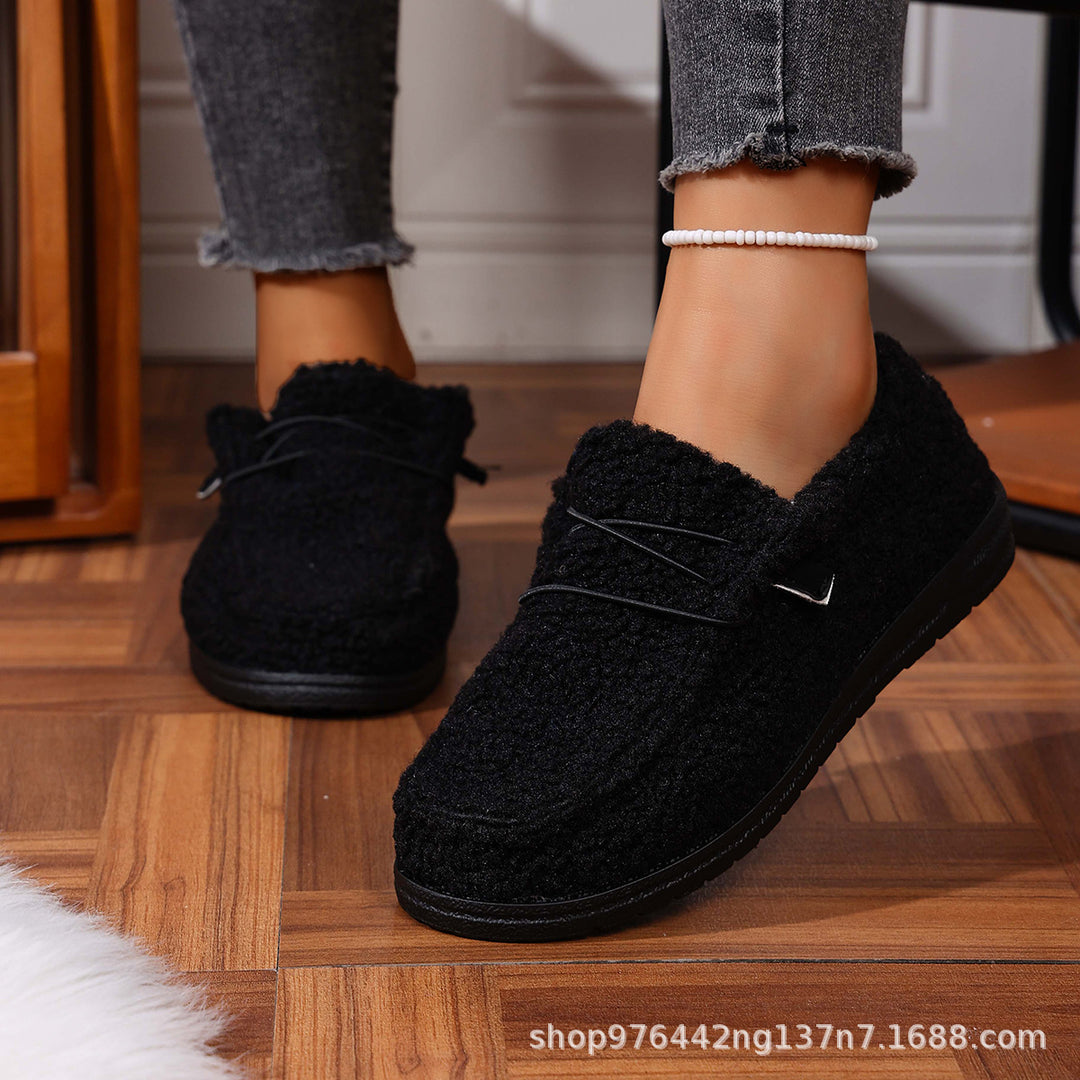 Damen Gefütterte Teddy-Fleece‑Hausschuhe mit gepolstertem Komfortfußbett und rutschfester Gummisohle Drune