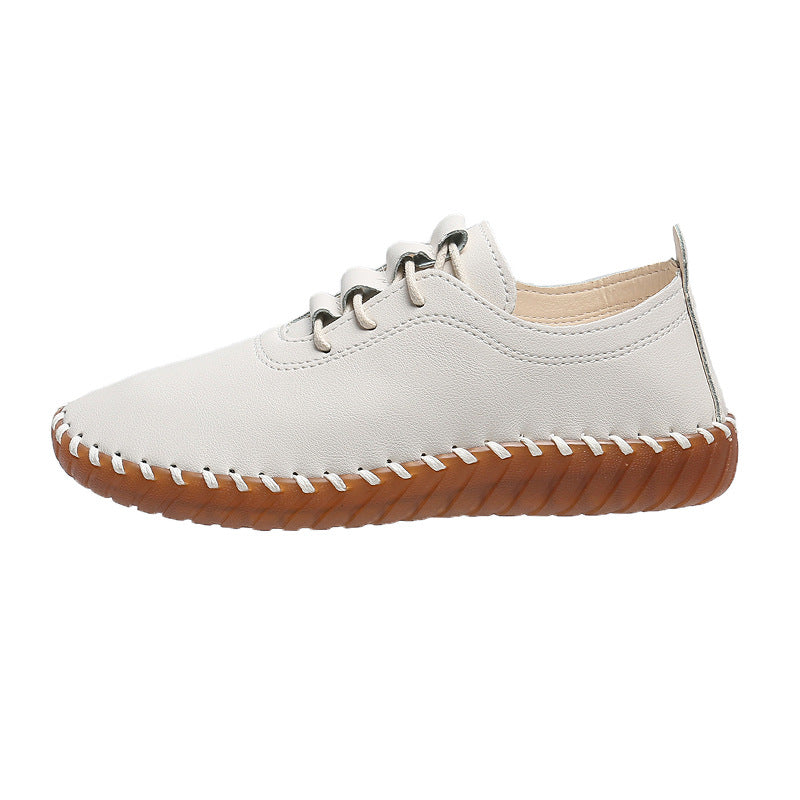 Damen handgenähter Komfort-Sneaker mit elastischer Schnürung und profilierter Kautschuksohle Drune