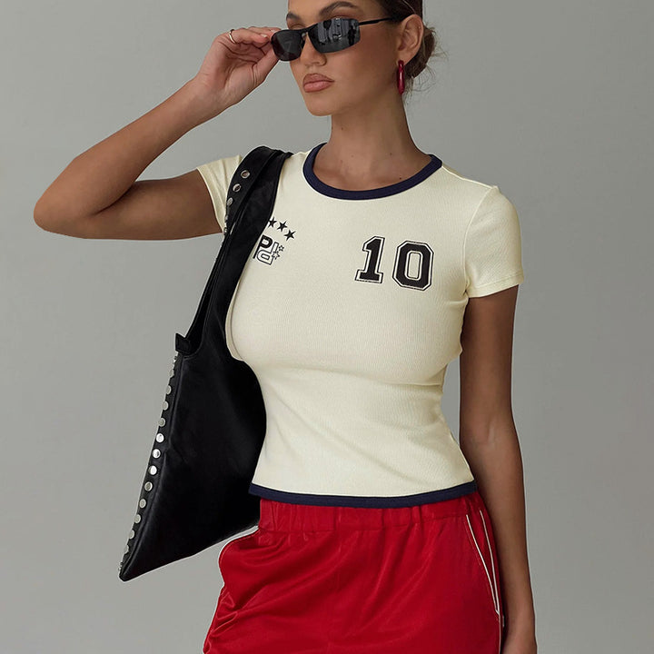 Damen Sportliches Cropped T-Shirt Drune