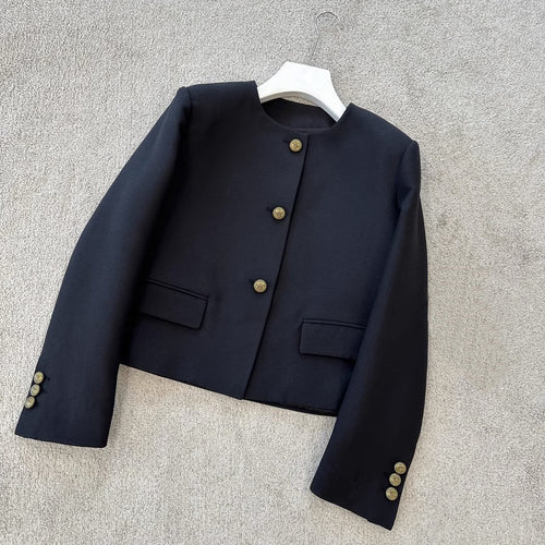 Damen Elegante Blazerjacke mit hohem Kragen Drune